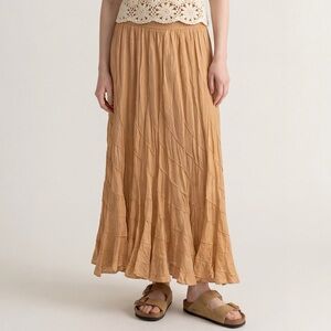 Cute Options 100% Cotton Tan Ripple effect Maxi Skirt Granola Boho Western